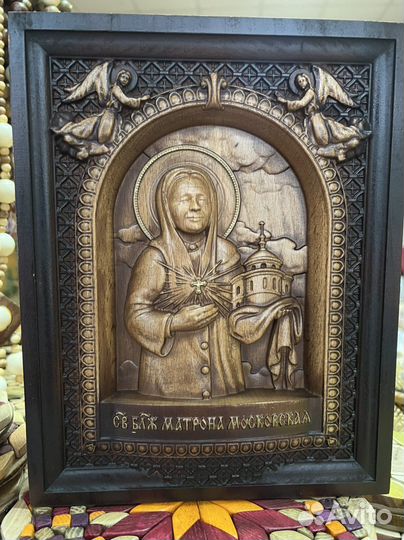 Икона Матрона Московская из дерева