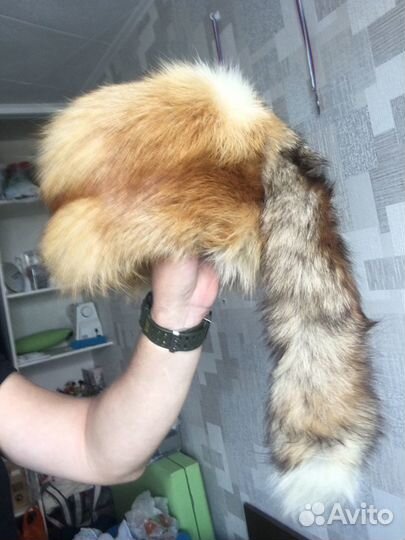 Лисья шапка с хвостом