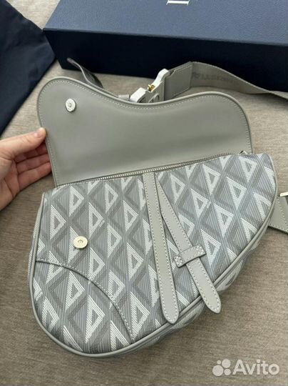 Сумка Dior Gray CD Diamond Saddle Bag оригинал