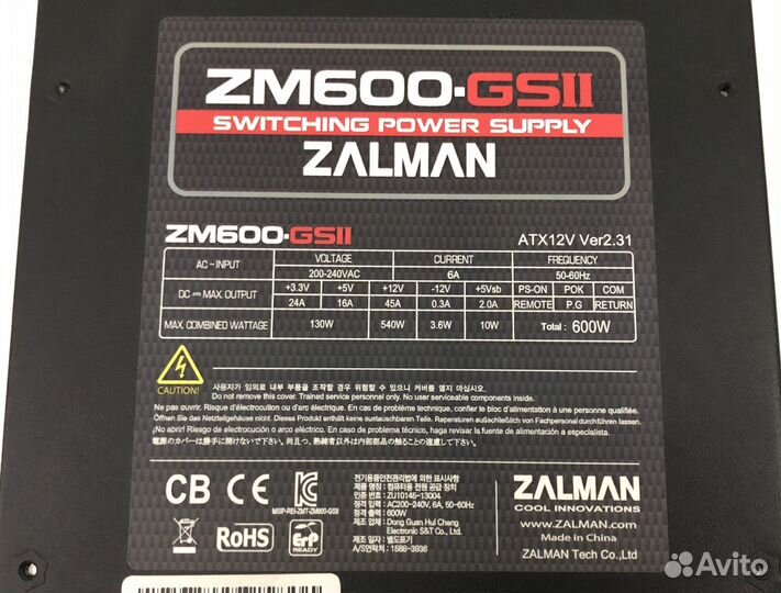 Блок питания 600w Zalman ZM600-GS2