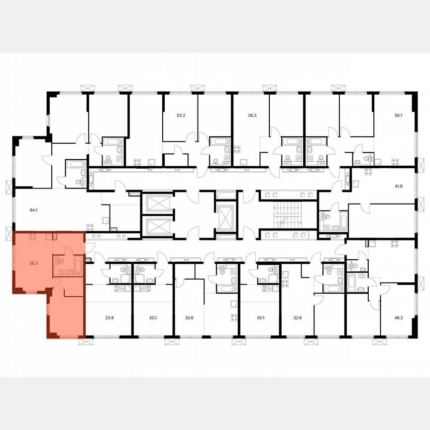1-к. квартира, 38,3 м², 23/24 эт.