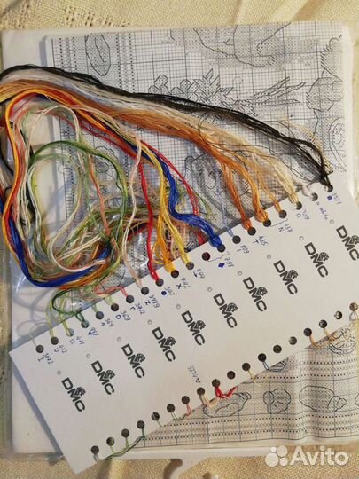 Остатки набора для вышивания (схема+остатки ниток)