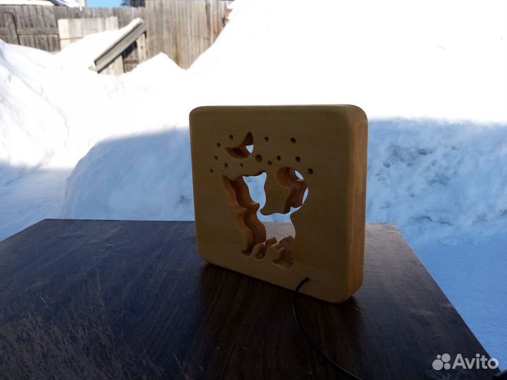 Ночник кошечка из дерева