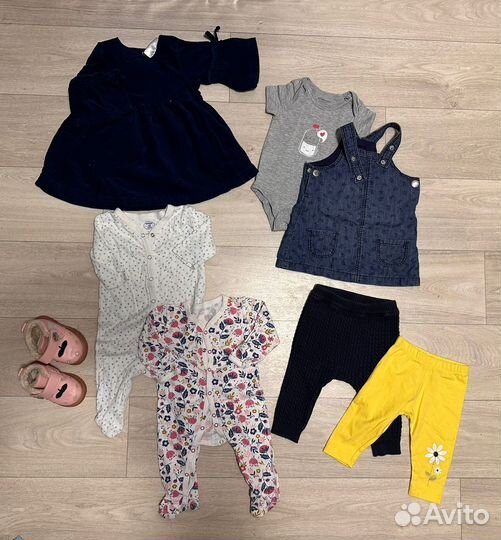 Вещи пакетами на девочку 3-9 мес