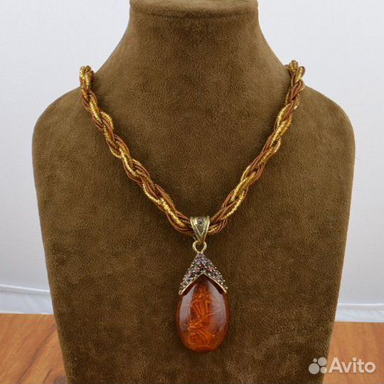 Ожерелье. цвет коричневый с бронзой