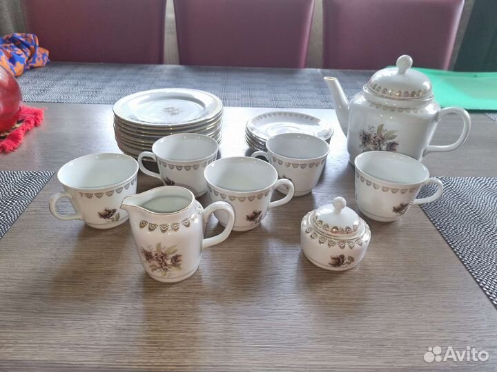 Сервиз чайный с золотом Чехословакия