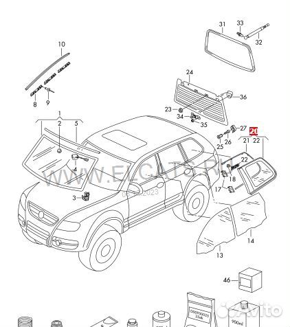 Cтекло боковое Volkswagen Touareg 1 (7L) 2002