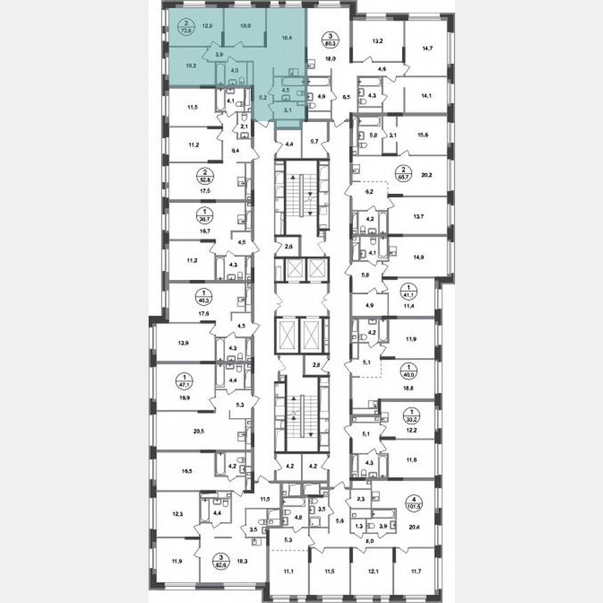 3-к. квартира, 72,6 м², 20/20 эт.