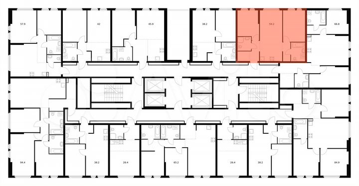 2-к. квартира, 59,2 м², 23/32 эт.