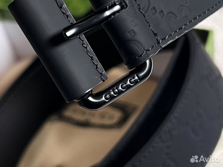 Ремень Gucci GG Black Leather Belt