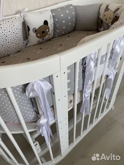 Бортики для детской кроватки, простыни