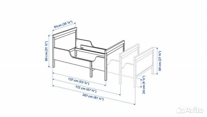 Детская раздвижная кровать IKEA sundvik