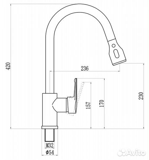 Смеситель для кухни Savol s-002801h Черный