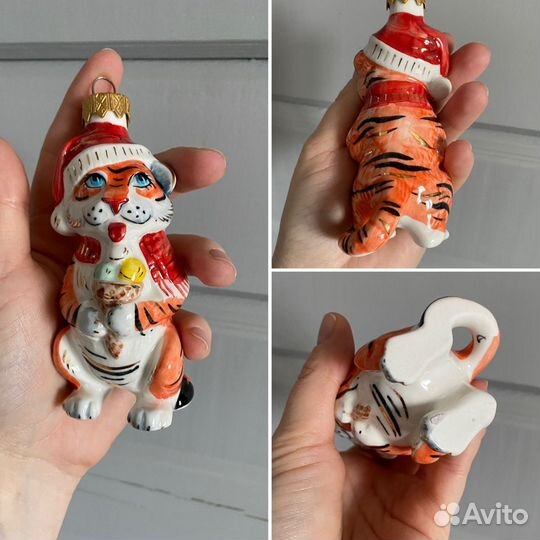 Елочная игрушка лефортовский фарфор Тигренок