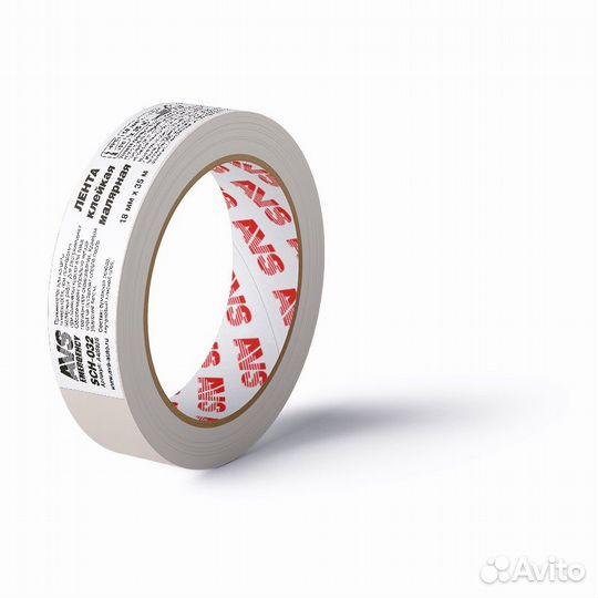 Лента клейкая малярная (бежевый) 18 mm x 35 m AVS