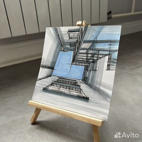 Графическая картина, Питерский колодец, графика