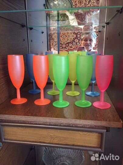Фужеры цветные стеклянные