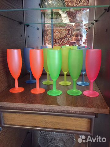 Фужеры цветные стеклянные