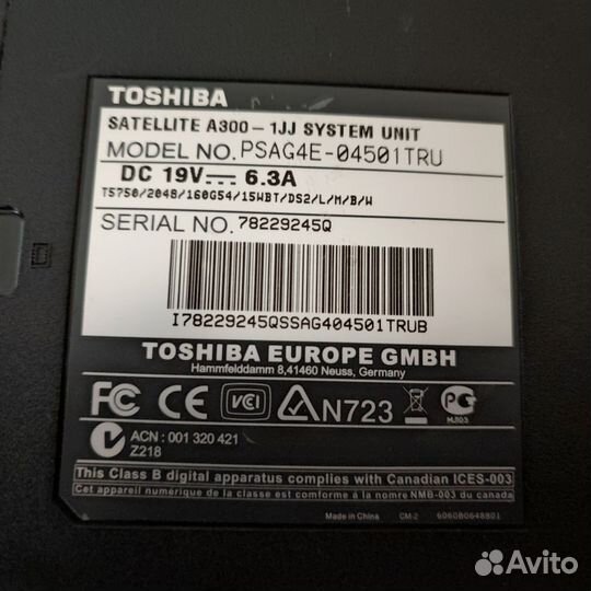 Ноутбук Toshiba satellite A300