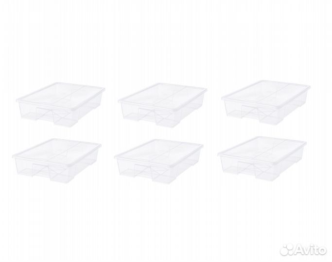 Контейнеры с крышкой икеа самла (новые), 55л 6 шт