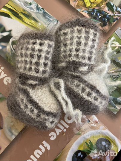 Пинетки пуховые вязаные