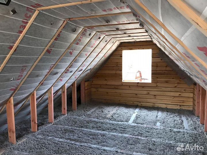 Утепление домов эковатой/ утепление чердака