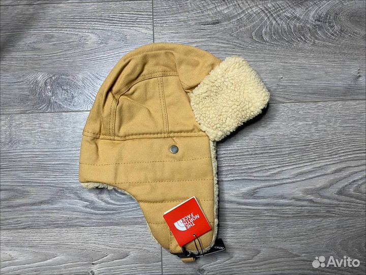 Шапка ушанка the north face бежевая