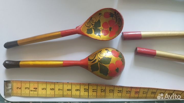 Деревянные ложки и миска СССР расписные