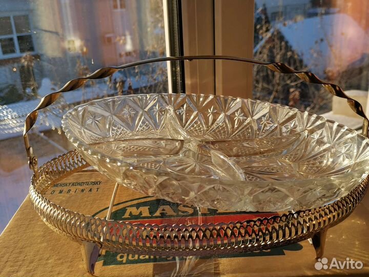 Хрустальная менажница(севировочная тарелка)