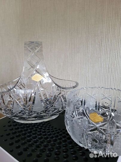 Хрустальная ваза корзинка ГДР