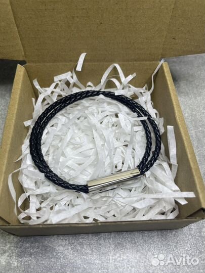 Кожаный мужской браслет двойной