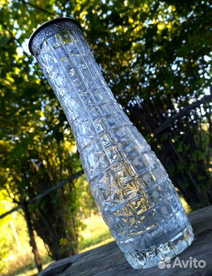 Ваза хрусталь, серебро 875 проба СССР
