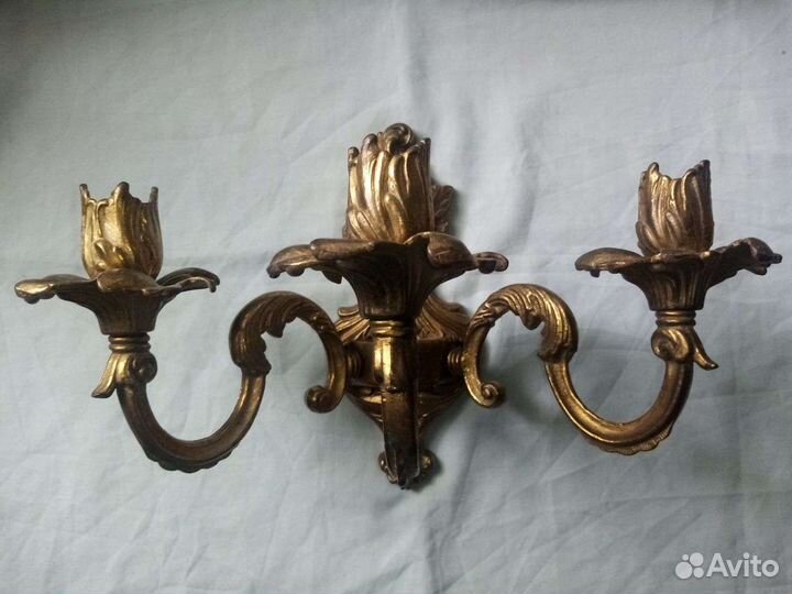 Подсвечник-бра на 3 свечи Бронза