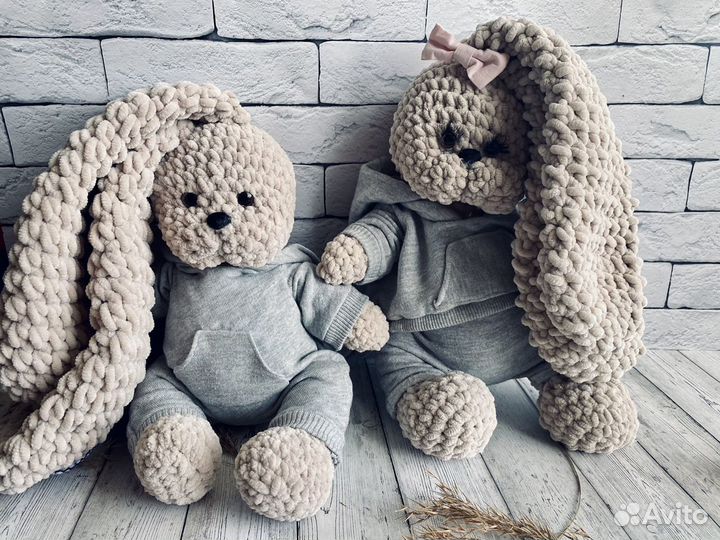 Мягкая Игрушка Заяц плюшевый Вязаные игрушки