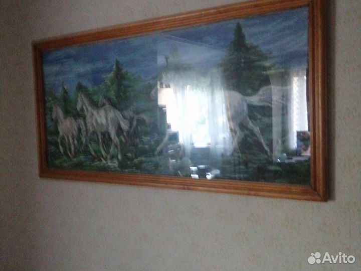 Картина Кони, вышивка