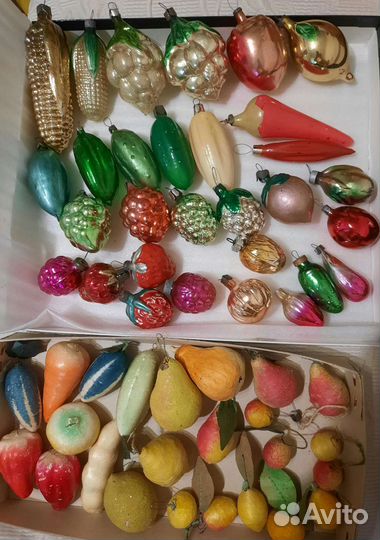 Елочные игрушки СССР. Овощи и фрукты