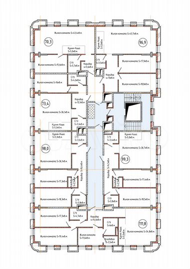 3-к. квартира, 96,9 м², 8/13 эт.