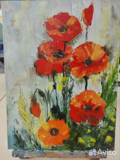 Картина маслом на холсте Маки