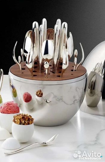 Набор столовых приборов, 6 персон, яйцо-кейс