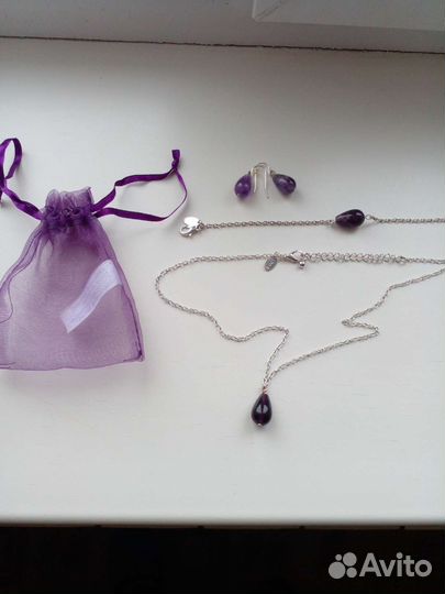 Бижутерия из аметиста, комплект