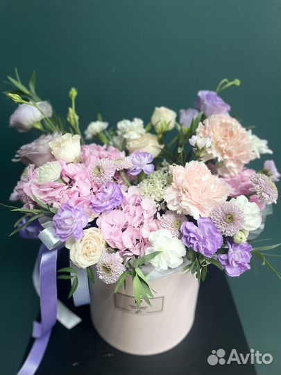 Букет в шляпной коробке