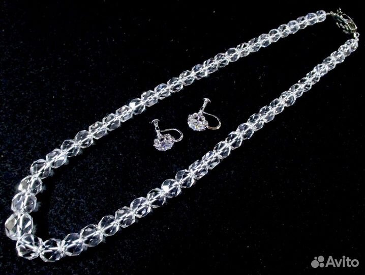 Ожерелье и серьги горный хрусталь серебро сертифик