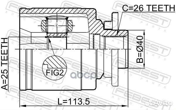 ШРУС внутренний левый 25X40X26 mazda BT-50 06