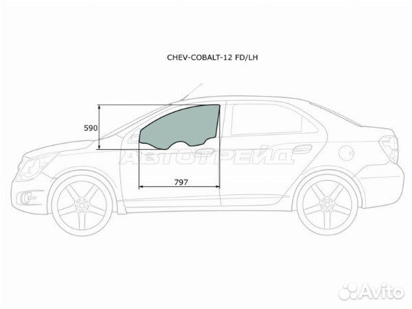Стекло боковое опускное chevrolet cobalt 4D 12- ravon R4 16-20