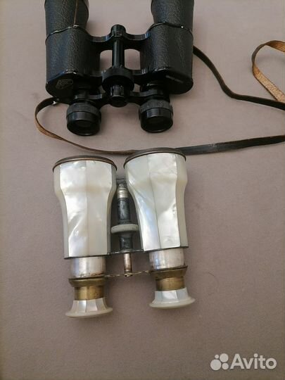 Старинный коллекционный бинокль. перламутр латунь