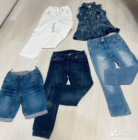 Вещи пакетом,Джинсы 110.Джинсовка на девочку 92