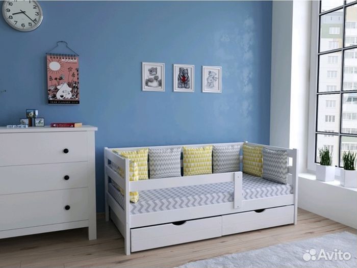 Кроватка от 2х лет софа берёза с бортиком