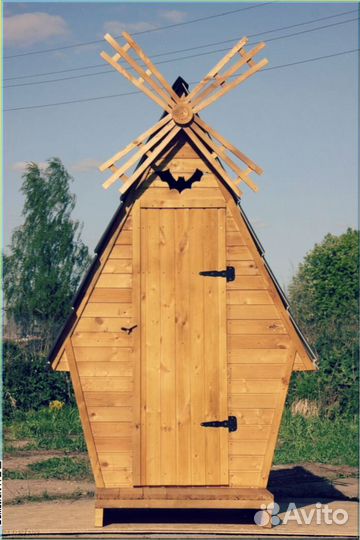 Дачный туалет деревянный прямоугольник POL