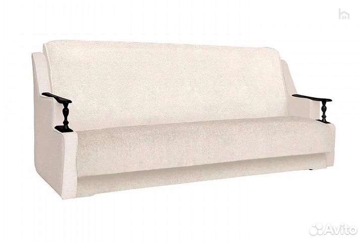 Диван прямой двухместный с деревянными подлокотник