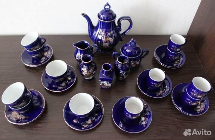 Сервиз кофейный синий Япония